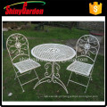 conjunto de jantar de ferro fundido bistrô bistrô cadeira de malha de metal ao ar livre